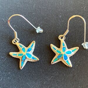 Starfish Earrings with Blue Accents